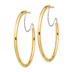 14K 2.5x40mm Polished with D/C wire Hoop Earrings