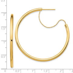 14K 2.5x40mm Polished with D/C wire Hoop Earrings