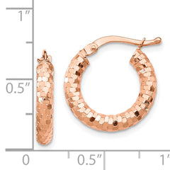 14k Rose Gold 3x10mm Diamond-cut Hoop Earrings