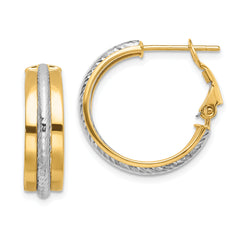 14K Two-tone Polished Diamond-Cut Hoop Earrings