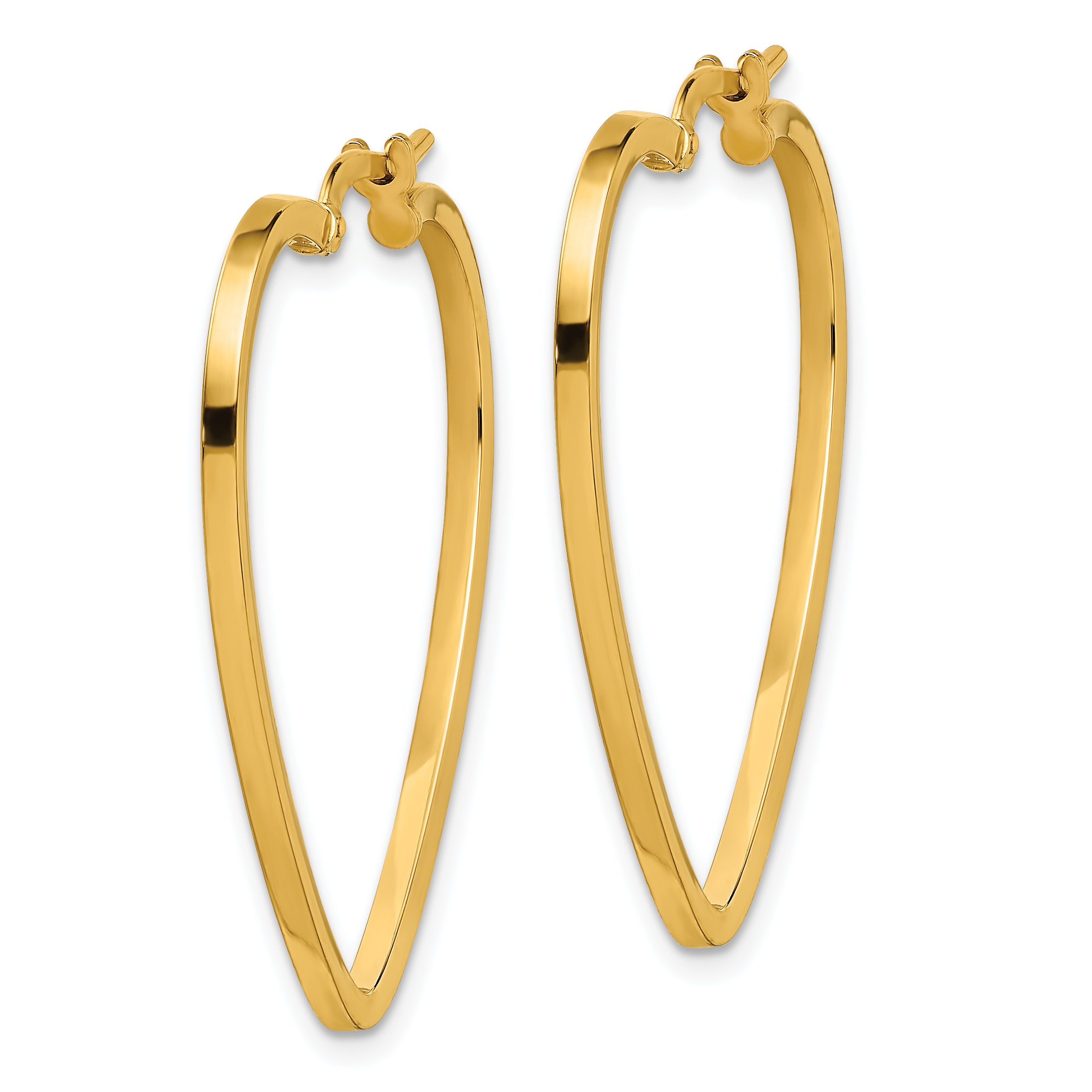 14K Polished Heart Hoop Earrings