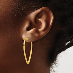 14K Polished Heart Hoop Earrings