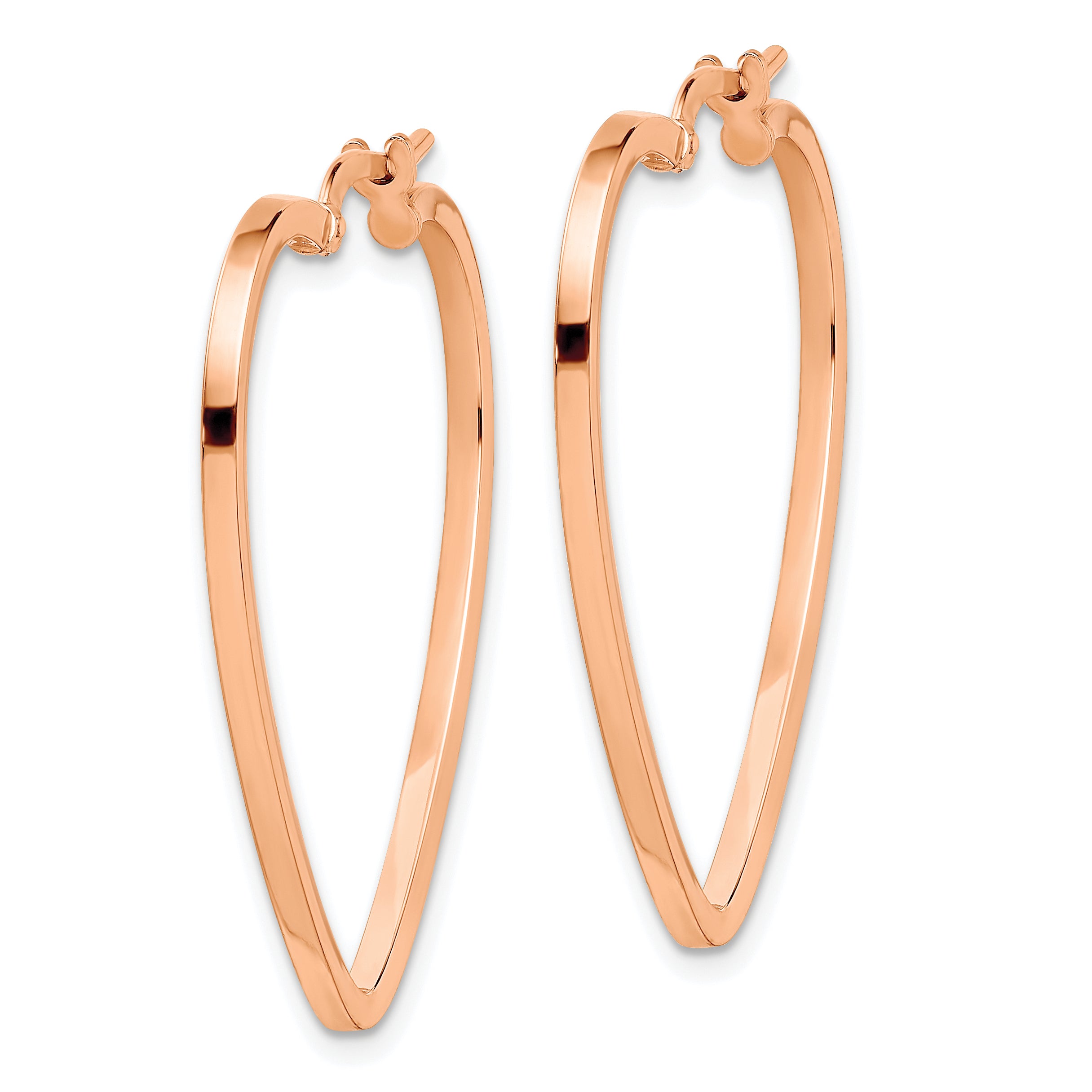 14K Rose Gold Polished Heart Hoop Earrings