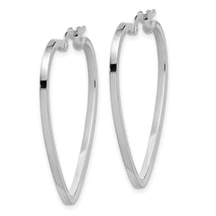 14K White Gold Polished Heart Hoop Earrings