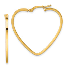 14K Polished Heart Hoop Earrings