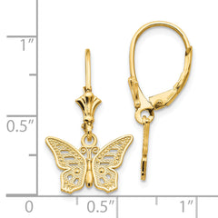 14K Butterfly Leverback Earrings