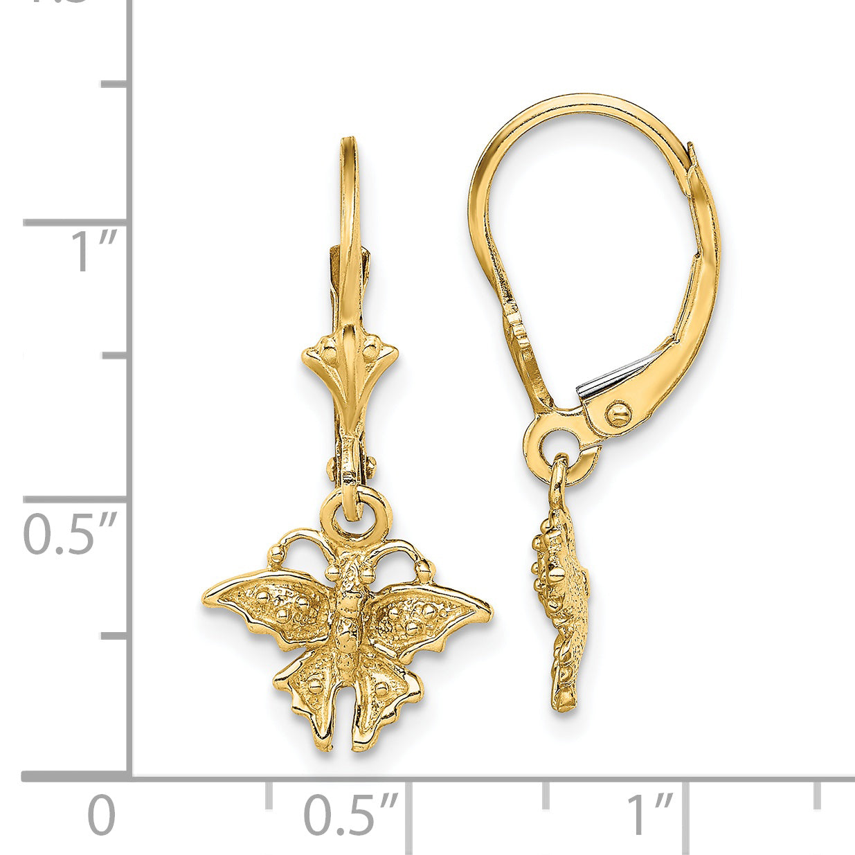 14K Mini Butterfly Leverback Earrings