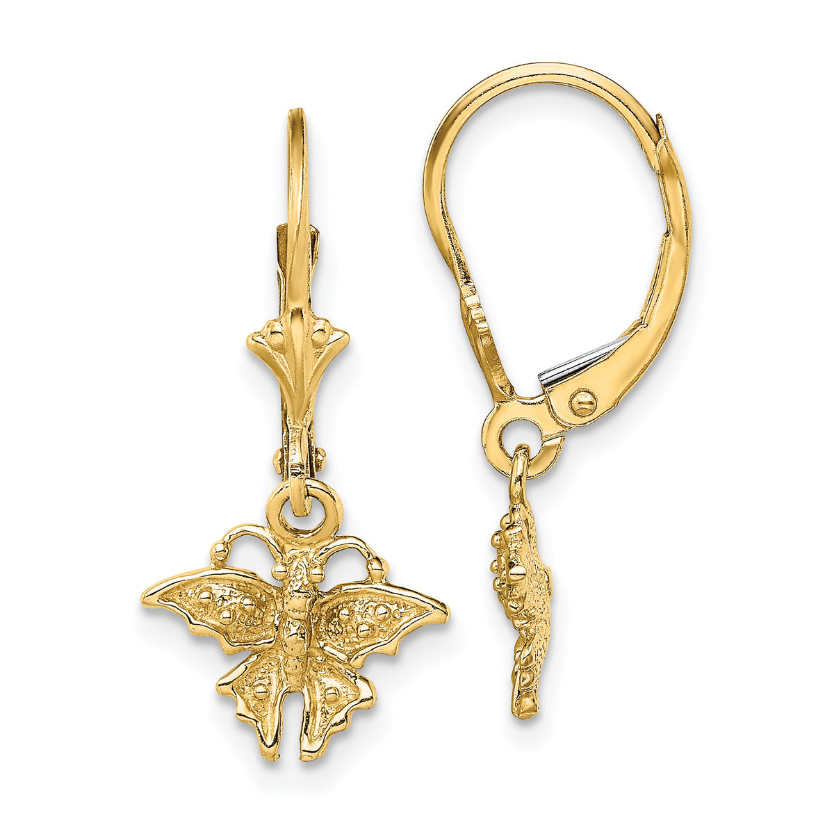 14K Mini Butterfly Leverback Earrings