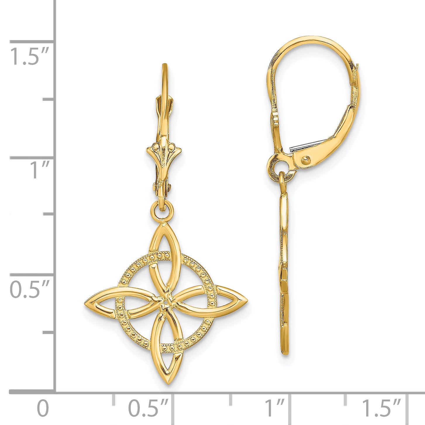 14K Small Celtic Eternity Knot Leverback Earrings