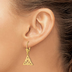 14K Small Celtic Trinity Knot Leverback Earrings