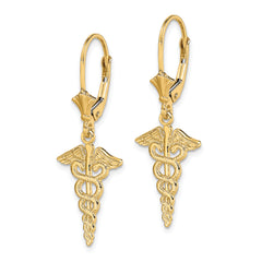 14K Caduceus Leverback Earrings