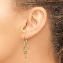 14K Caduceus Leverback Earrings