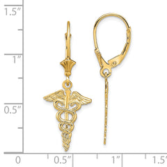 14K Caduceus Leverback Earrings