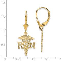 14K RN Caduceus Leverback Earrings