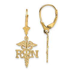 14K RN Caduceus Leverback Earrings