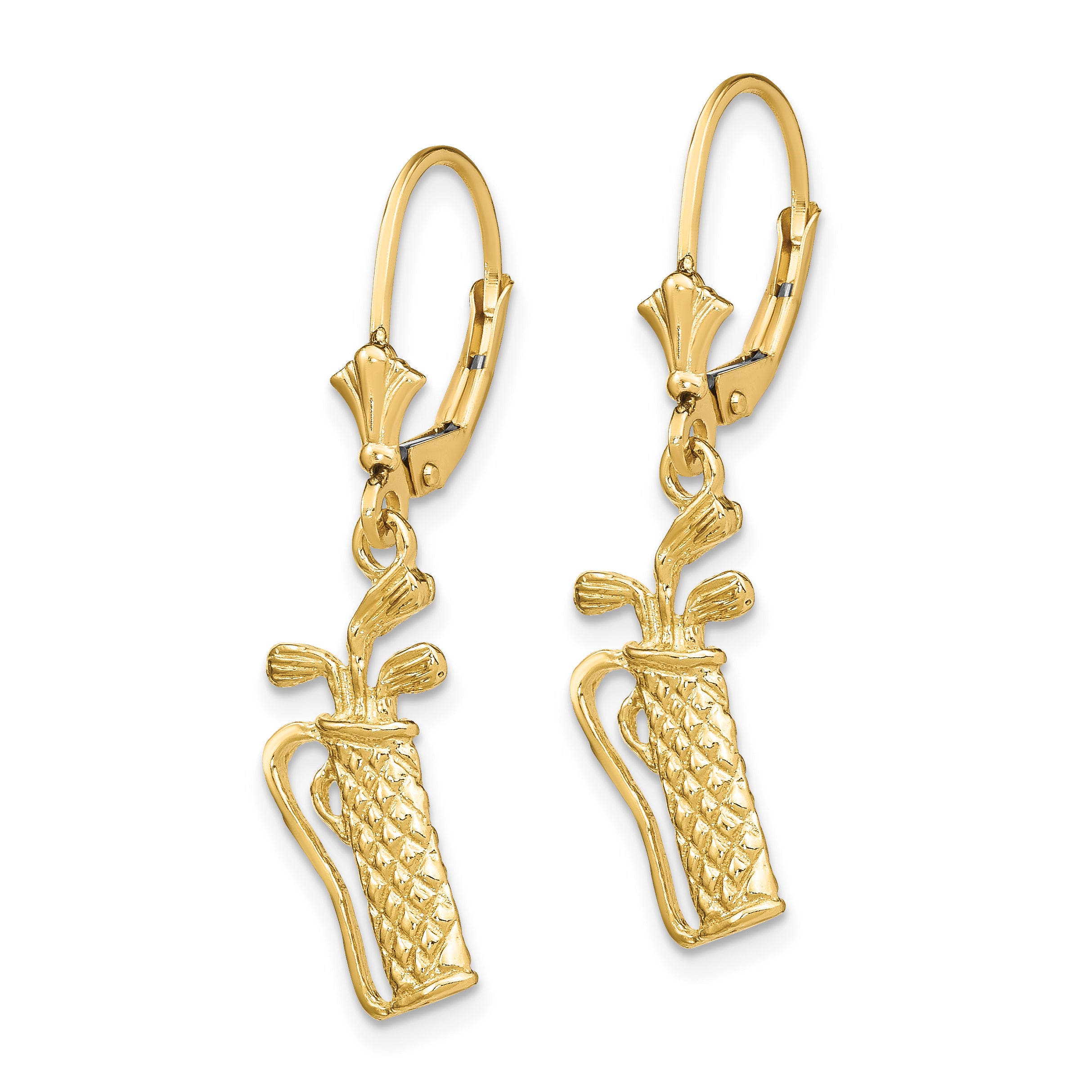 14K Textured Golf Bag Leverback Earrings