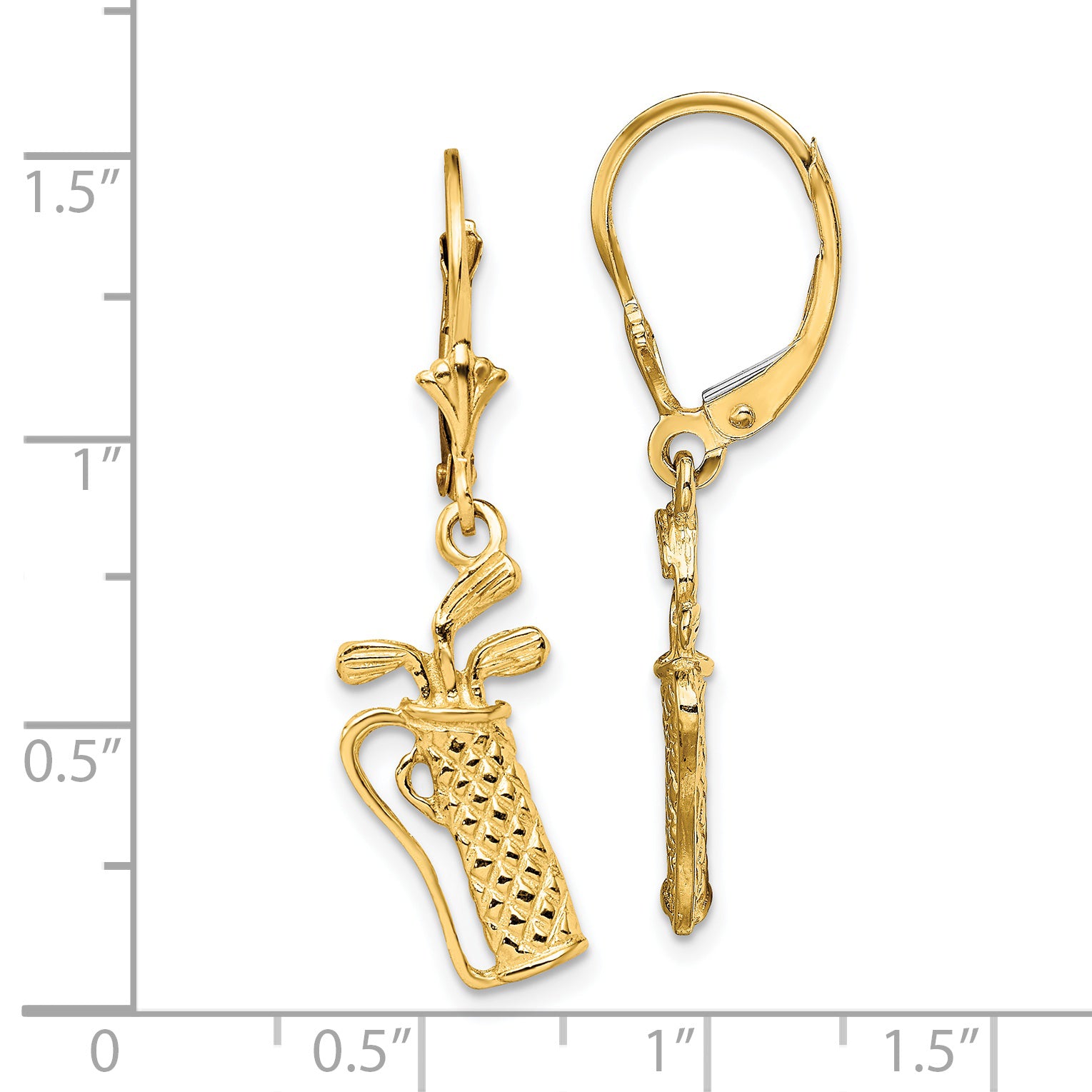 14K Textured Golf Bag Leverback Earrings