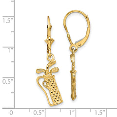 14K Textured Golf Bag Leverback Earrings