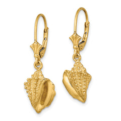 14K Conch Shell Leverback Earrings