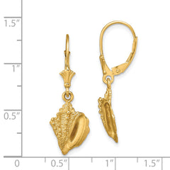 14K Conch Shell Leverback Earrings