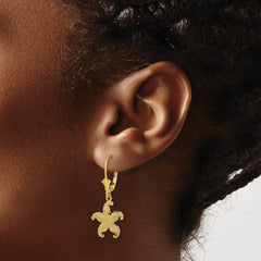 14K 2-D Puffed Starfish Leverback Earrings