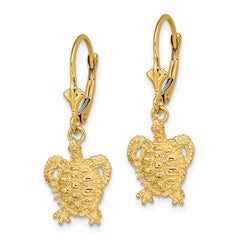 14k Turtle Leverback Earrings