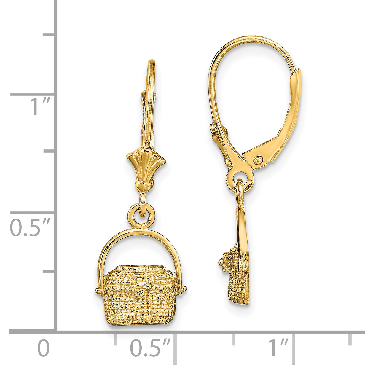 14K Nantucket Basket Leverback Earrings