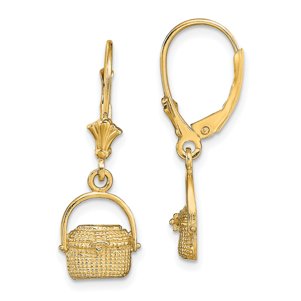 14K Nantucket Basket Leverback Earrings