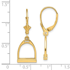 14K 3-D Small Horse Stirrup Leverback Earrings