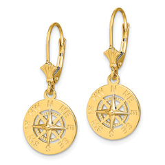 14K Mini Nautical Compass Leverback Earrings