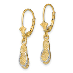 14K and Rhodium Flip Flop Leverback Earrings