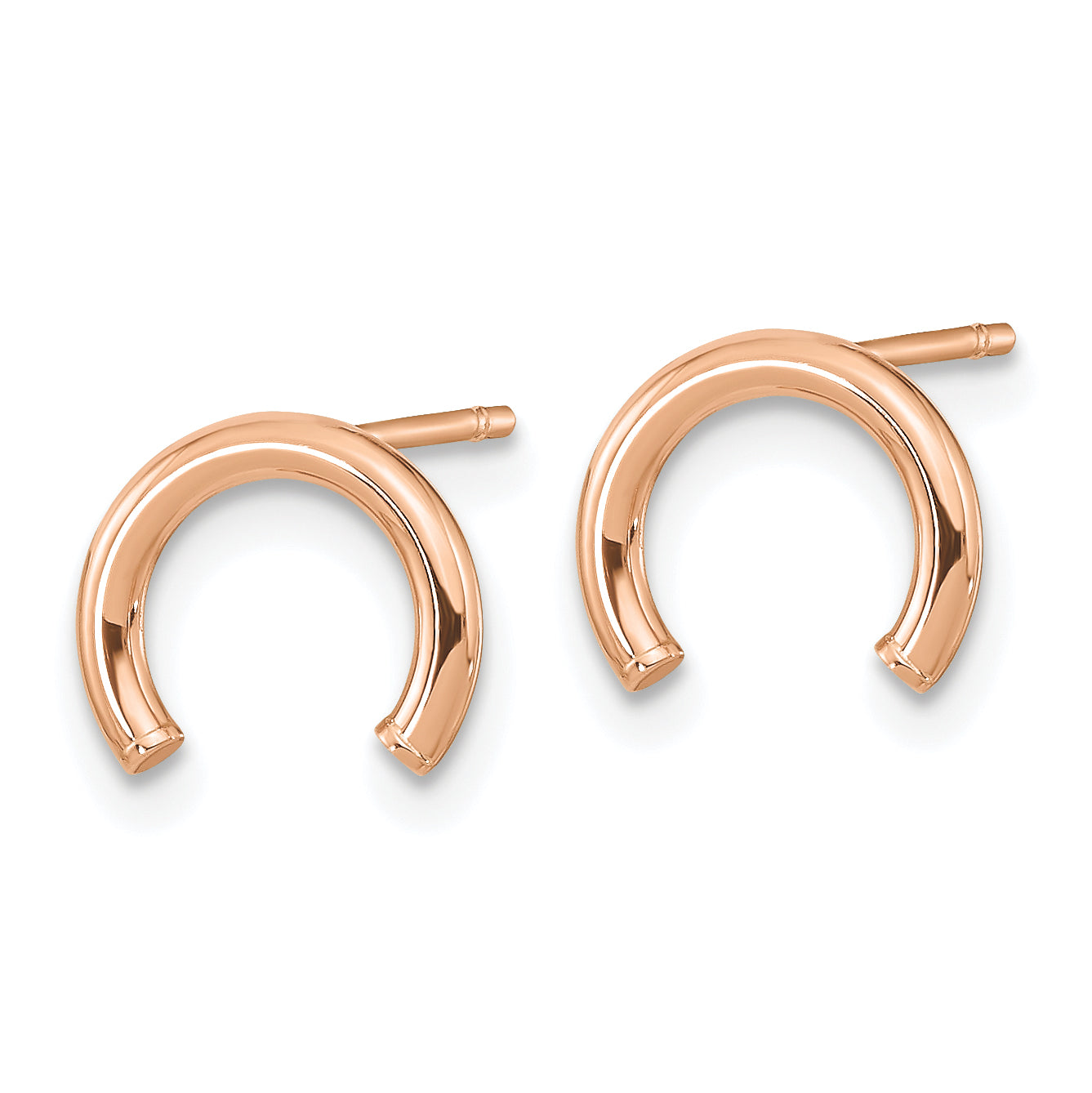 14k Rose Gold Polished U Shape Tube Post Earrings