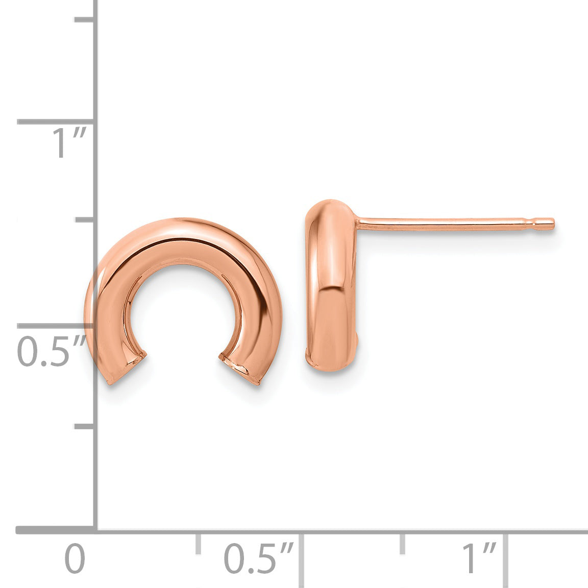 14k Rose Gold Polished U Shape Tube Post Earrings