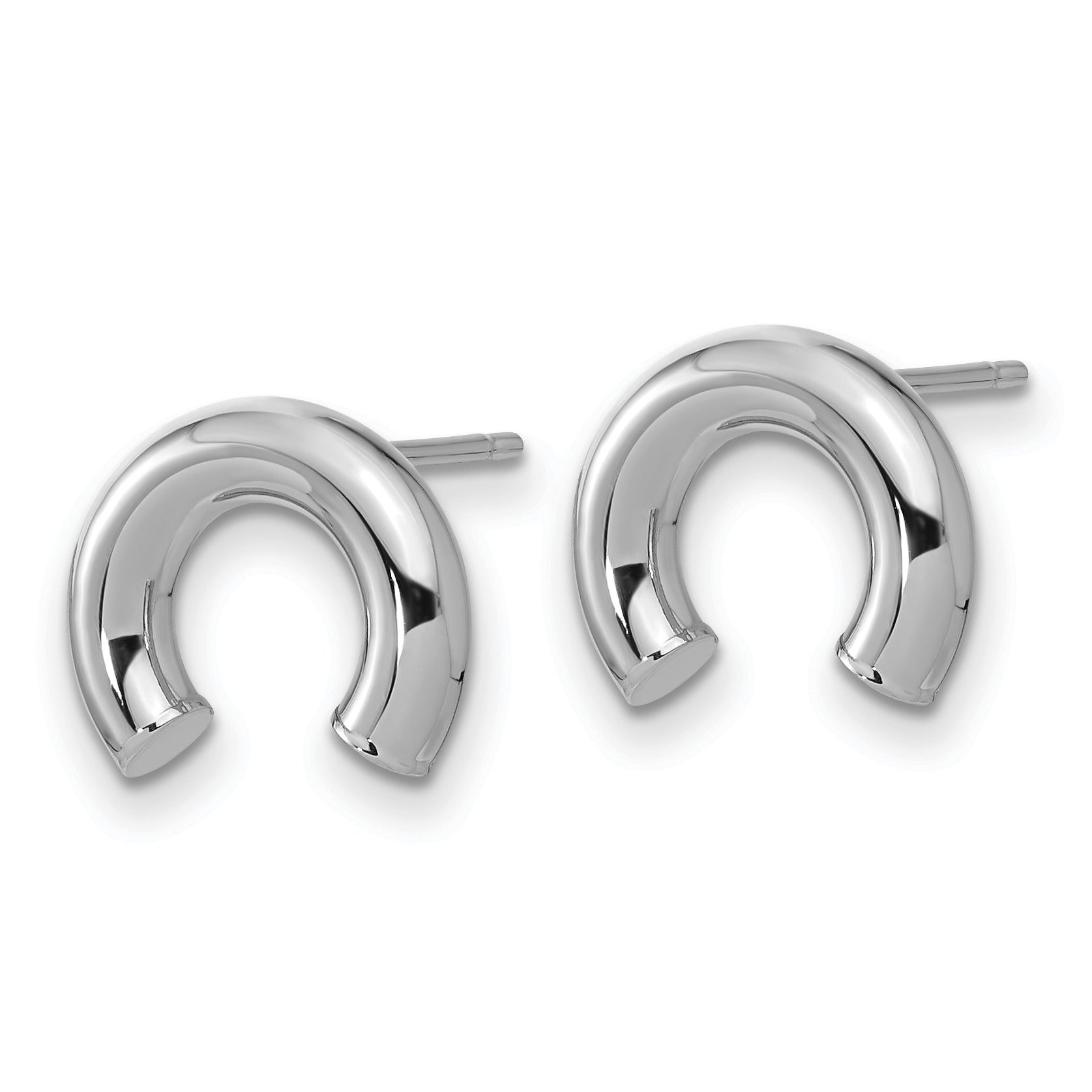 14k White Gold Polished U Shape Tube Post Earrings