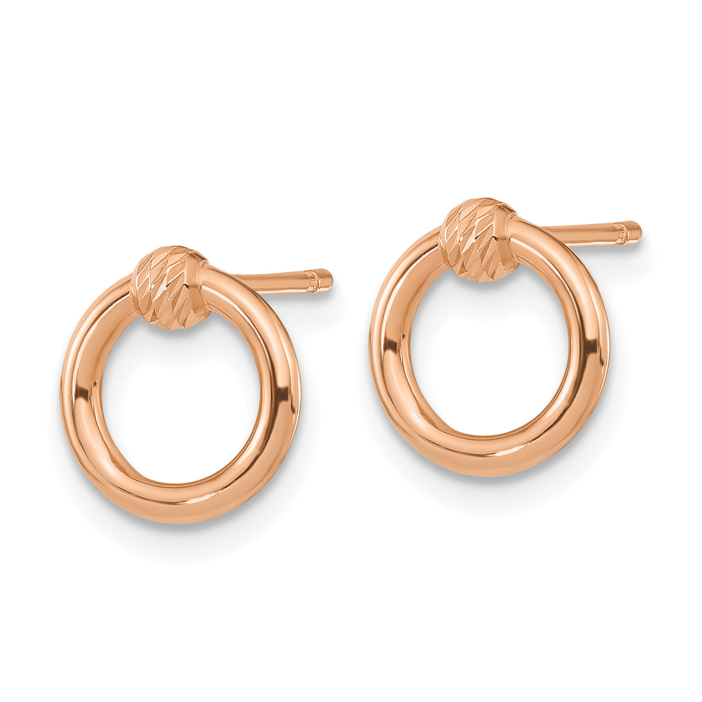 14k Rose Gold Polished D/C Circle Post Earrings