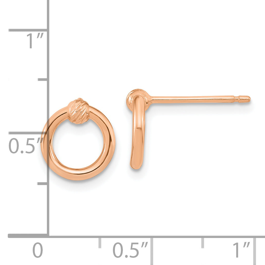 14k Rose Gold Polished D/C Circle Post Earrings