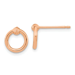 14k Rose Gold Polished D/C Circle Post Earrings