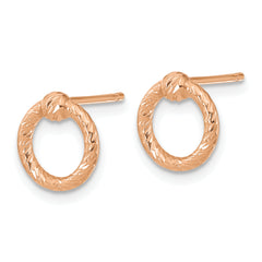 14k Rose Gold Polished D/C Twisted Circle Post Earrings