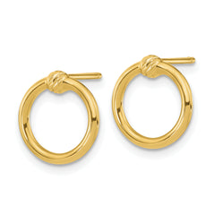 14K Polished & D/C Circle Post Earrings