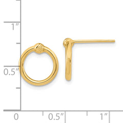 14K Polished & D/C Circle Post Earrings