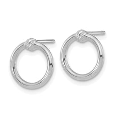 14k White Gold Polished & D/C Circle Post Earrings