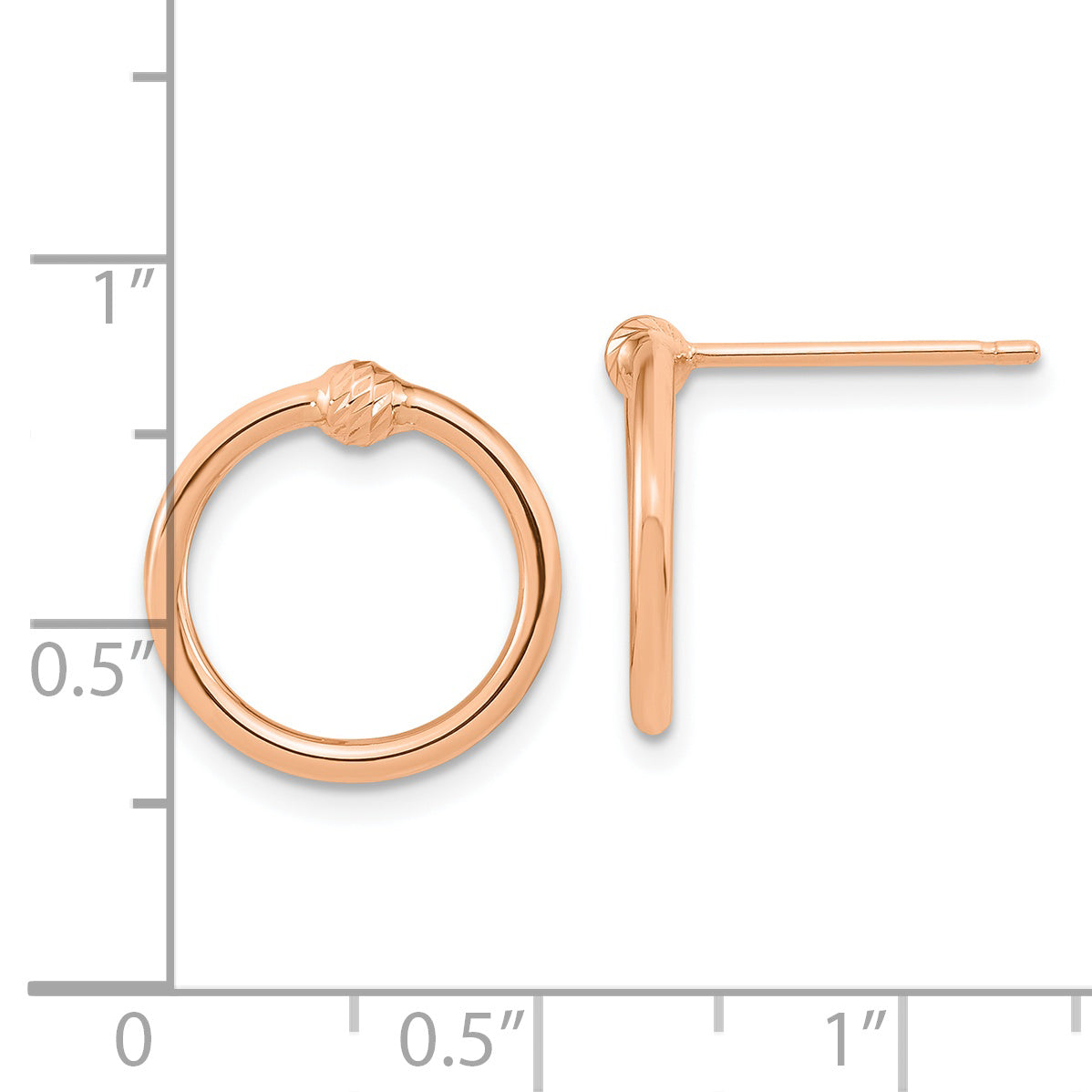 14k Rose Gold Polished & D/C Circle Post Earrings