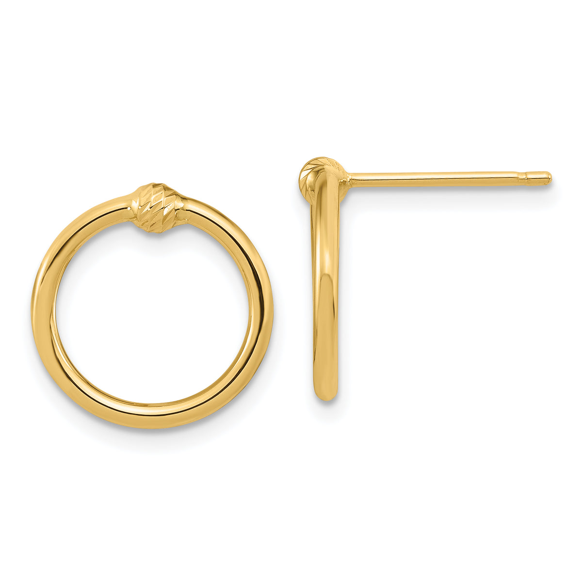 14K Polished & D/C Circle Post Earrings