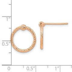 14k Rose Gold Polished & D/C Twisted Circle Post Earrings