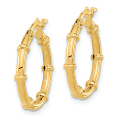 14K Polished and Fancy Hoop Earrings