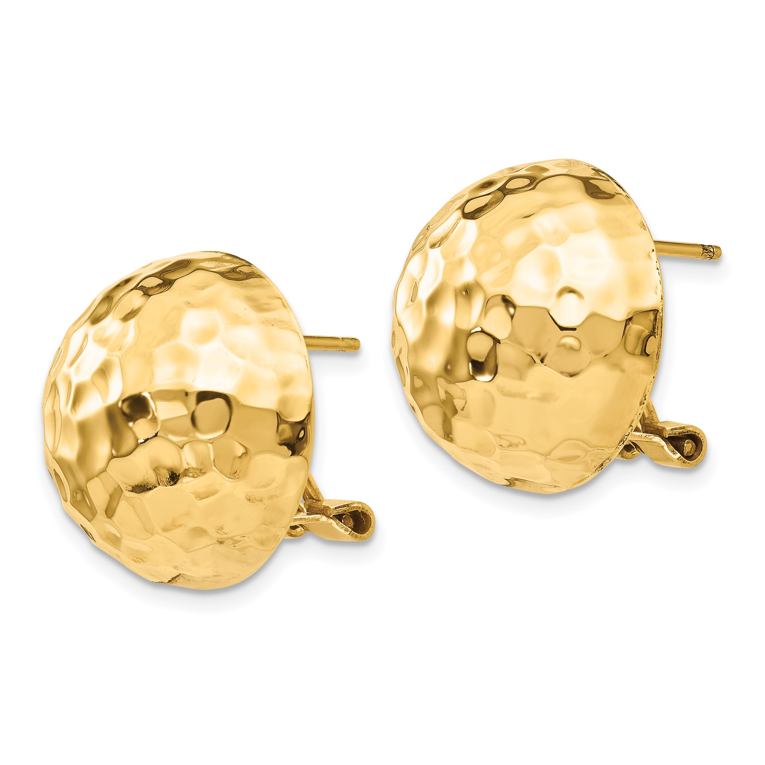 14k Hammered Omega Back Post Earrings