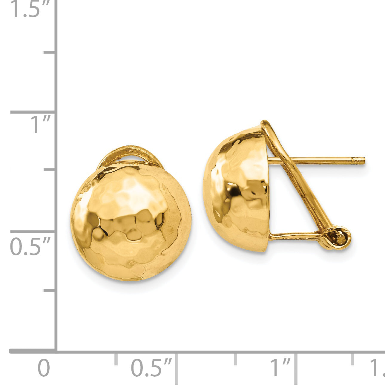 14k Hammered Omega Back Post Earrings