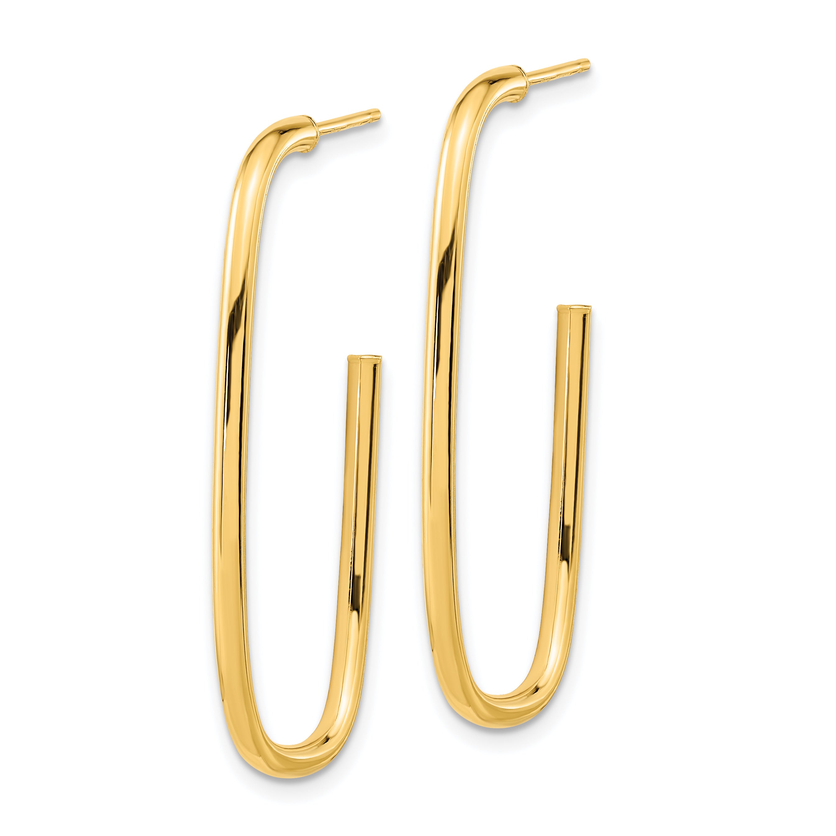 14K Polished J-Hoop Earrings