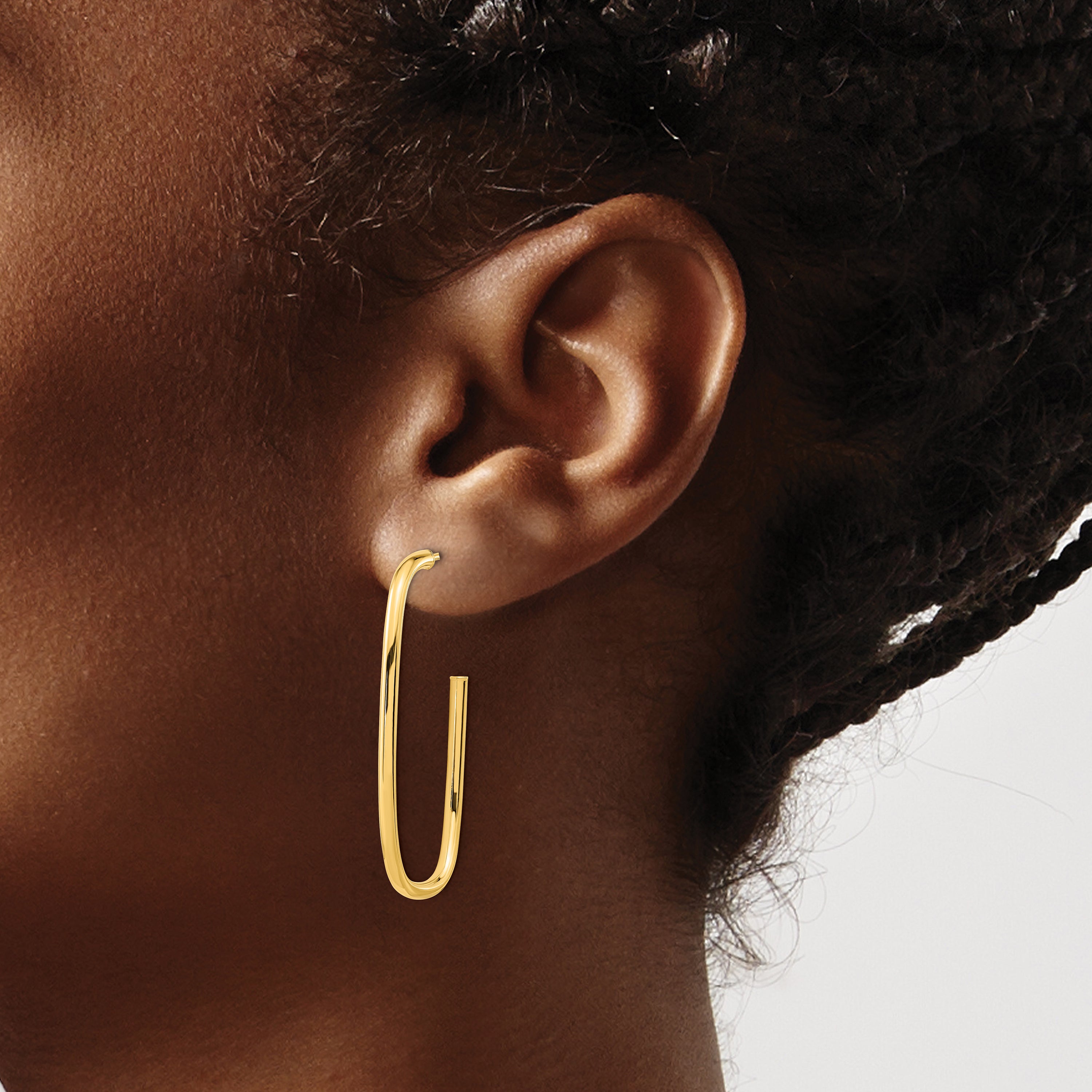 14K Polished J-Hoop Earrings