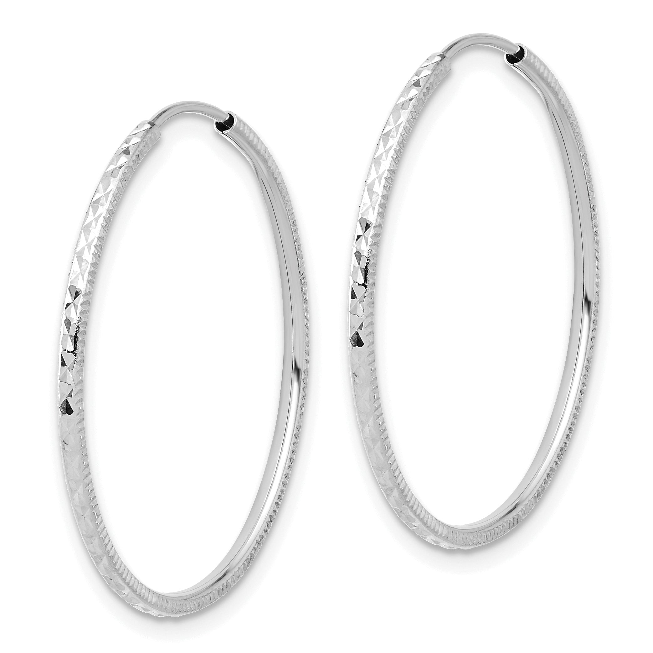 14k White Gold D/C 1.50mm Endless Hoop Earrings